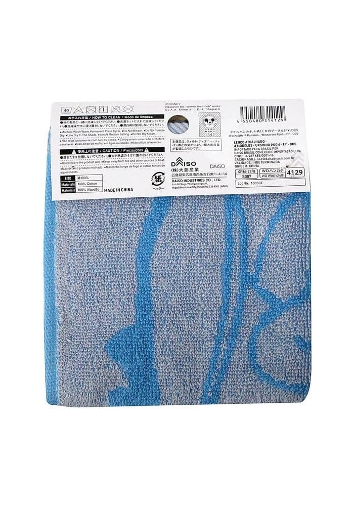 DAISO Winnie The Pooh Washcloth - 4 Patterns - Blue - Image 2